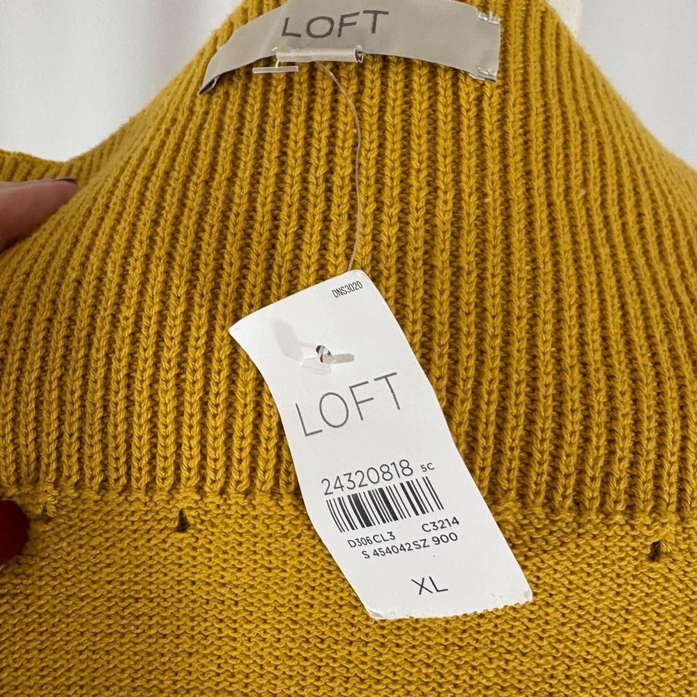 NWT LOFT Mustard Colored  Boat Neck Cotton Sweater - Picture 6 of 7